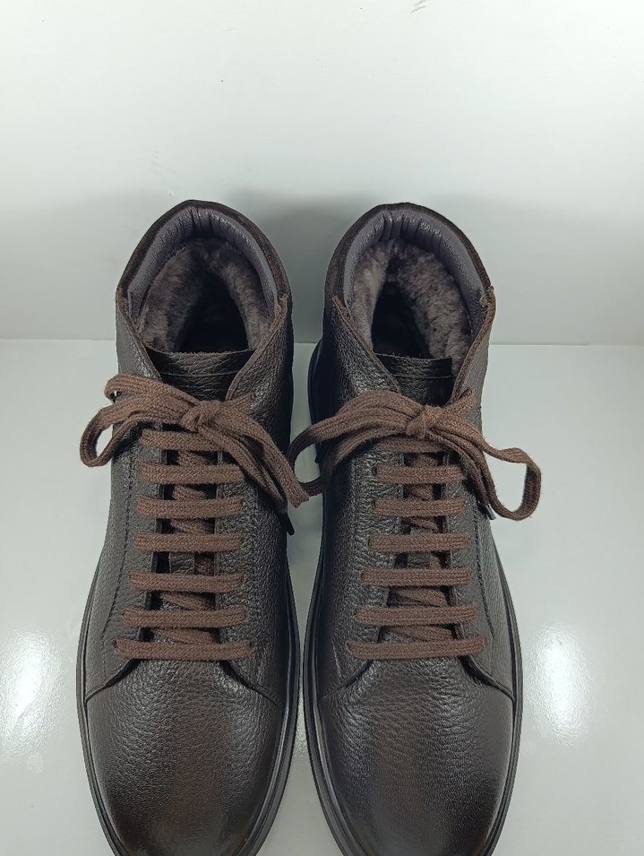 Hakiki Deri İçi Kürklü Hakiki Kahverengi Bağcıklı Erkek Botu - Görsel 3