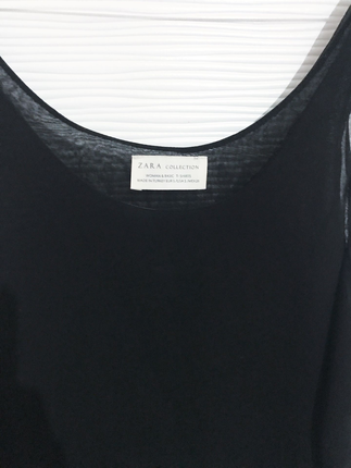 s Beden siyah Renk Zara çift kat tül askılı bluz