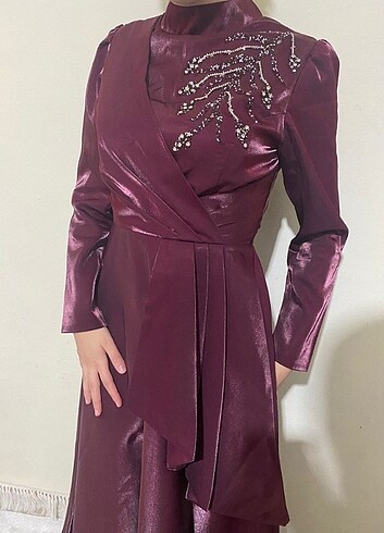 38 Beden bordo Renk Bordo organze kumaş abiye