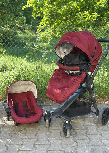 9- 36 kg Beden bordo Renk Bordo Bebek Arabası Gri Detaylı