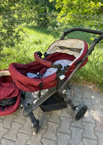 Bordo Bebek Arabası Gri Detaylı - Görsel 4