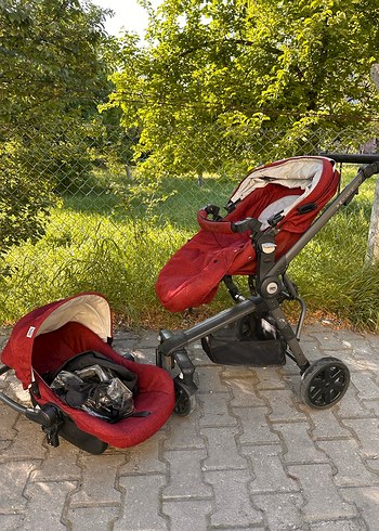 9- 36 kg Beden Bordo Bebek Arabası Gri Detaylı