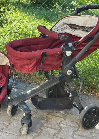 Bordo Bebek Arabası Gri Detaylı - Görsel 5