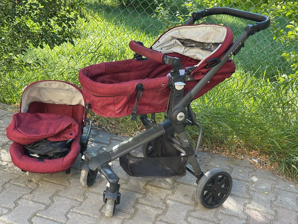 Bordo Bebek Arabası Gri Detaylı - Görsel 5