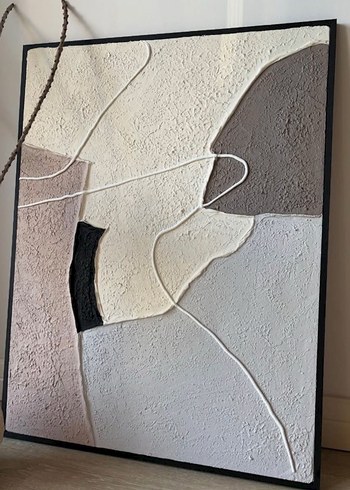 Beden Gri Tonlarında Dokulu Modern Tablo
