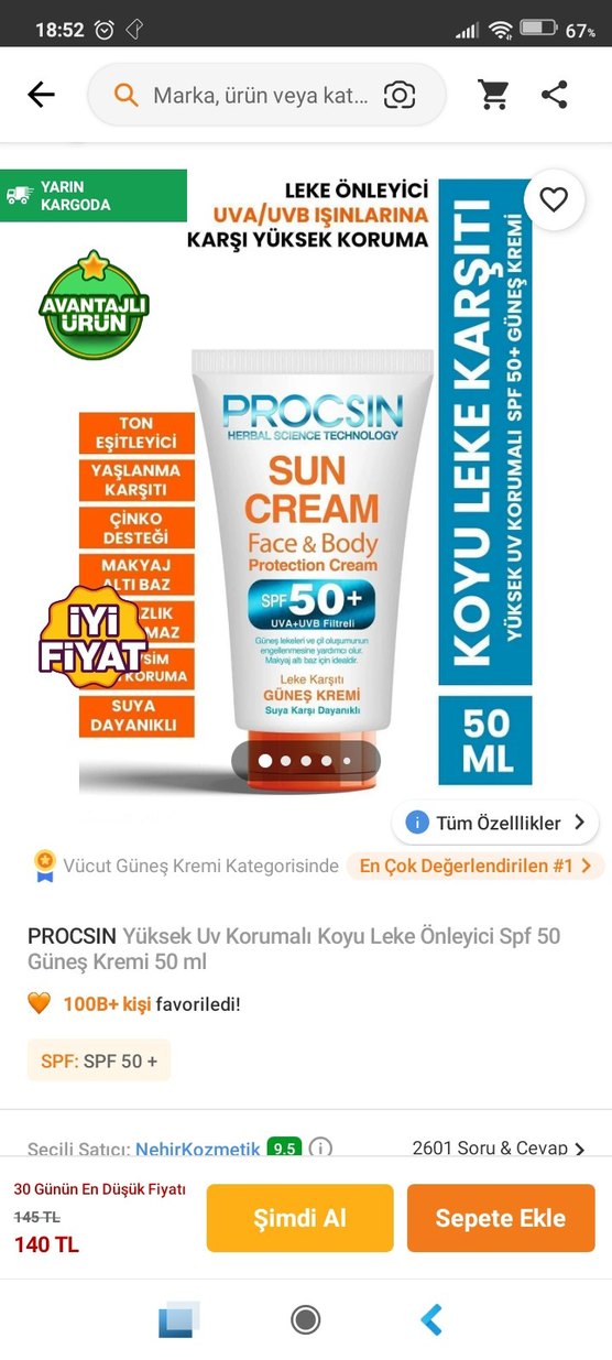 Procsin SPF 50 Güneş Koruyucu Krem 3'lü Set - Görsel 3