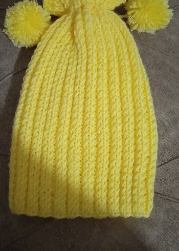 Sarı Örgü Kadın Bere - Görsel 3