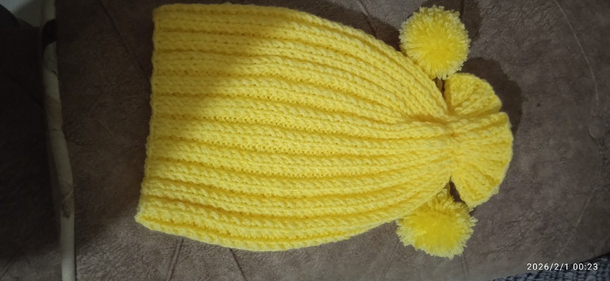 Sarı Örgü Kadın Bere - Görsel 2