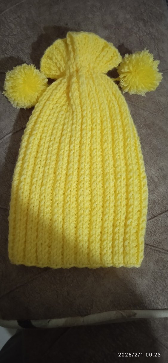 Sarı Örgü Kadın Bere - Görsel 3