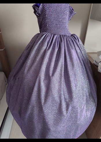 Parlak Mor Kız Çocuk Straplez Elbise - Görsel 2