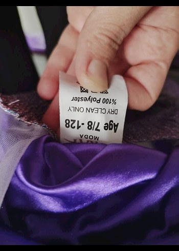 Parlak Mor Kız Çocuk Straplez Elbise - Görsel 3