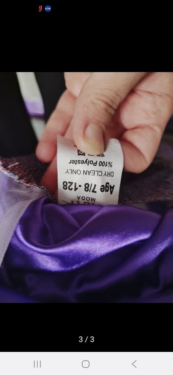 Parlak Mor Kız Çocuk Straplez Elbise - Görsel 3