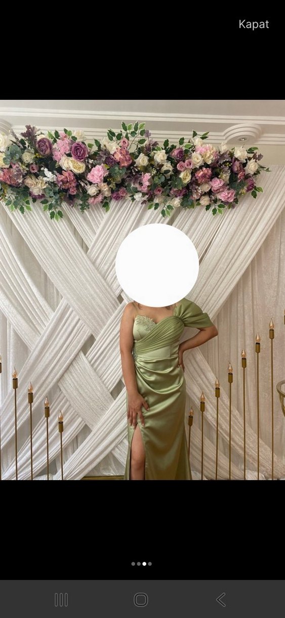 Drapeli Straplez Kadın Uzun Elbise - Görsel 2