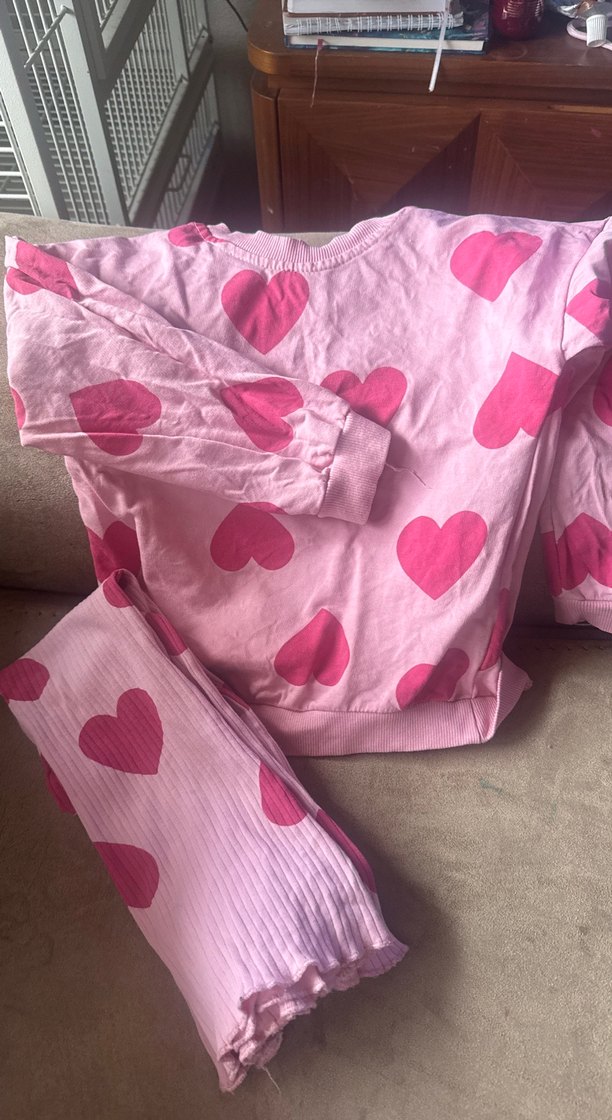 Pembe Kalp Desenli Rahat çocuk takım - Görsel 3