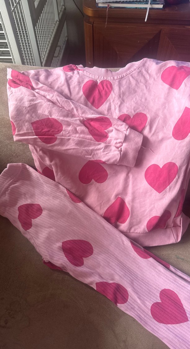 Pembe Kalp Desenli Rahat çocuk takım - Görsel 2