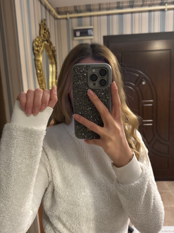 Beyaz Yüksek Yakalı Kadın Triko Kazak - Görsel 4