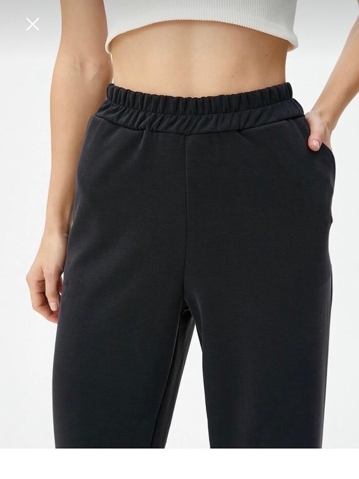 Siyah Rahat Kesim Kadın Eşofman Altı - Görsel 5