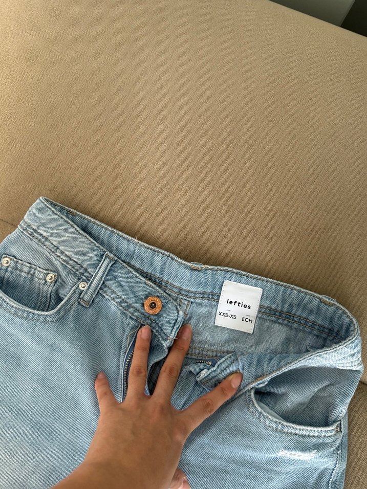Düğmeli Mavi Kadın Denim Mini Şort - Görsel 3