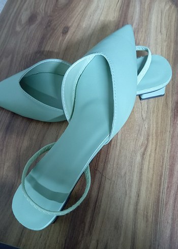 Turkuaz Stiletto Topuklu Kadın Babet