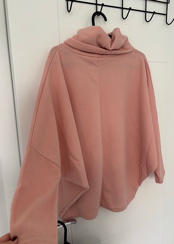 Adil Işık Pembe Yumuşak Kumaşlı Boğazlı Kadın Sweatshirt