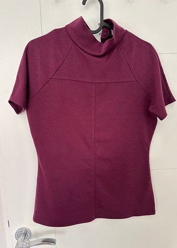 Bordo Yarım Kol Yüksek Yakalı Hamile Bluz