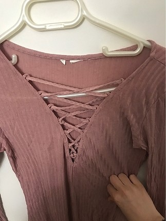 Şık ip detaylı body bluz