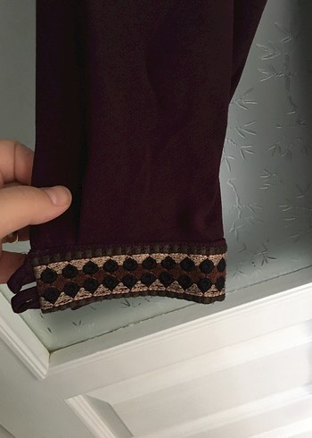 Diğer Bordo İşlemeli Uzun Kadın Tunik