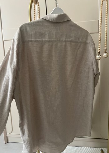 Bej Keten Erkek Gömlek Uzun Kollu - Görsel 3