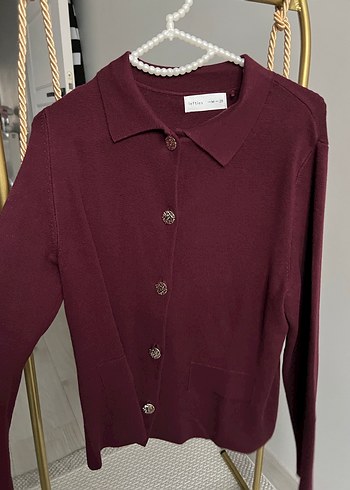 Lefties Düğmeli Bordo Kadın Hırka - Görsel 4