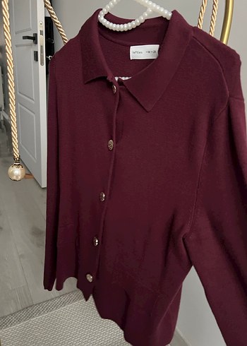 Lefties Düğmeli Bordo Kadın Hırka - Görsel 3