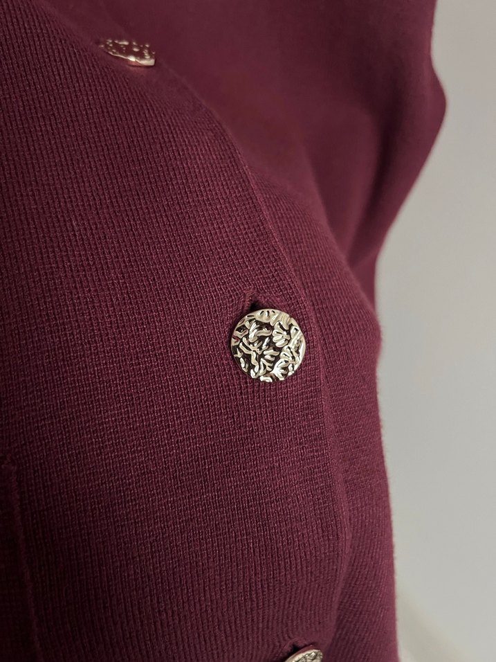 Lefties Düğmeli Bordo Kadın Hırka - Görsel 5