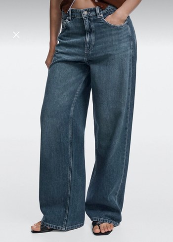 Massimo Dutti Yuksek Bel Genis Paca Denim Jean