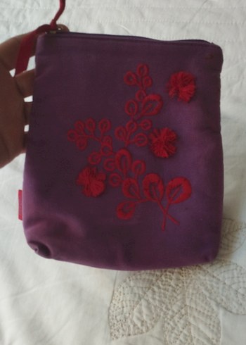 Bordo Nakışlı Fermuarlı Kadın Makyaj Çantası orjınal kenzo
