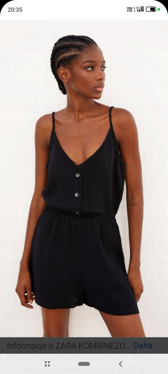 y2kKadın Siyah Keten Mini Tulum V Yaka - Görsel 2