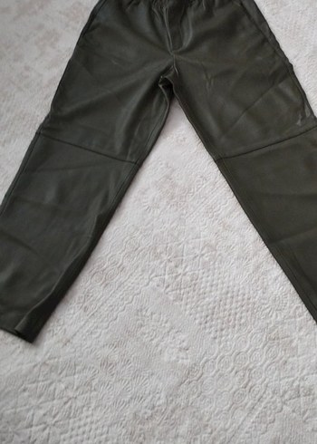 hakı Deri Midi Kadın Pantolon - Görsel 3