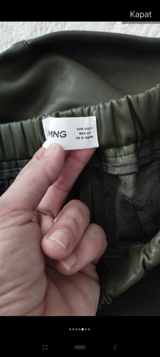 hakı Deri Midi Kadın Pantolon - Görsel 5