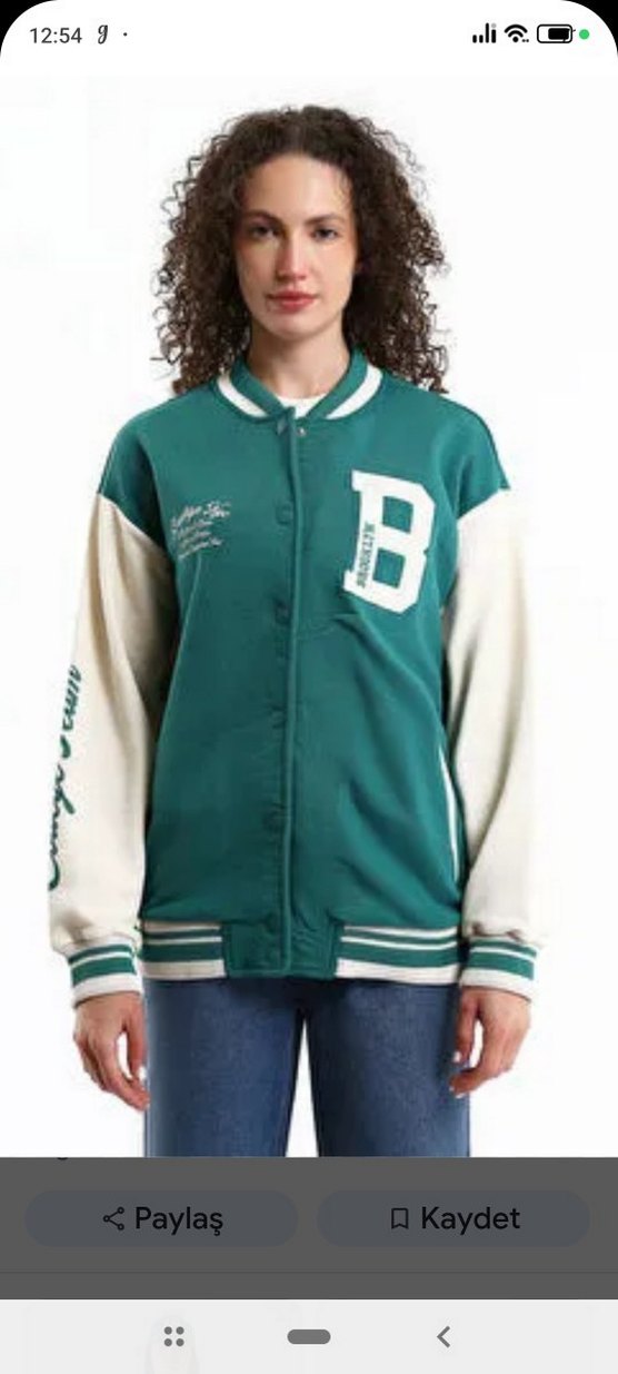 Düğmeli Yeşil Kadın Bomber Ceket - Görsel 2