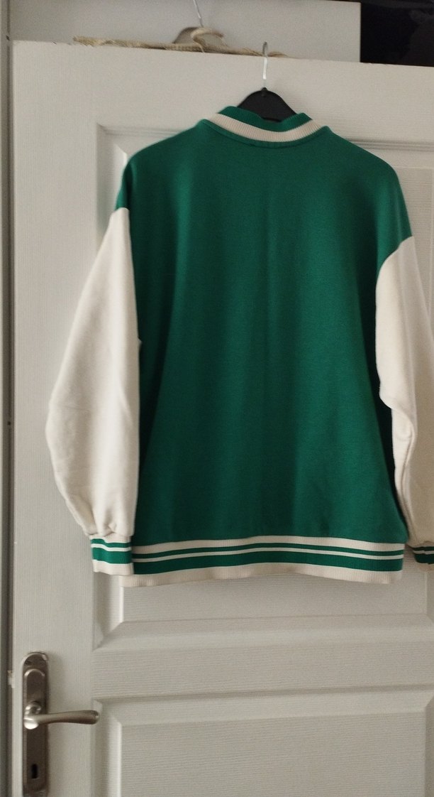 Düğmeli Yeşil Kadın Bomber Ceket - Görsel 5