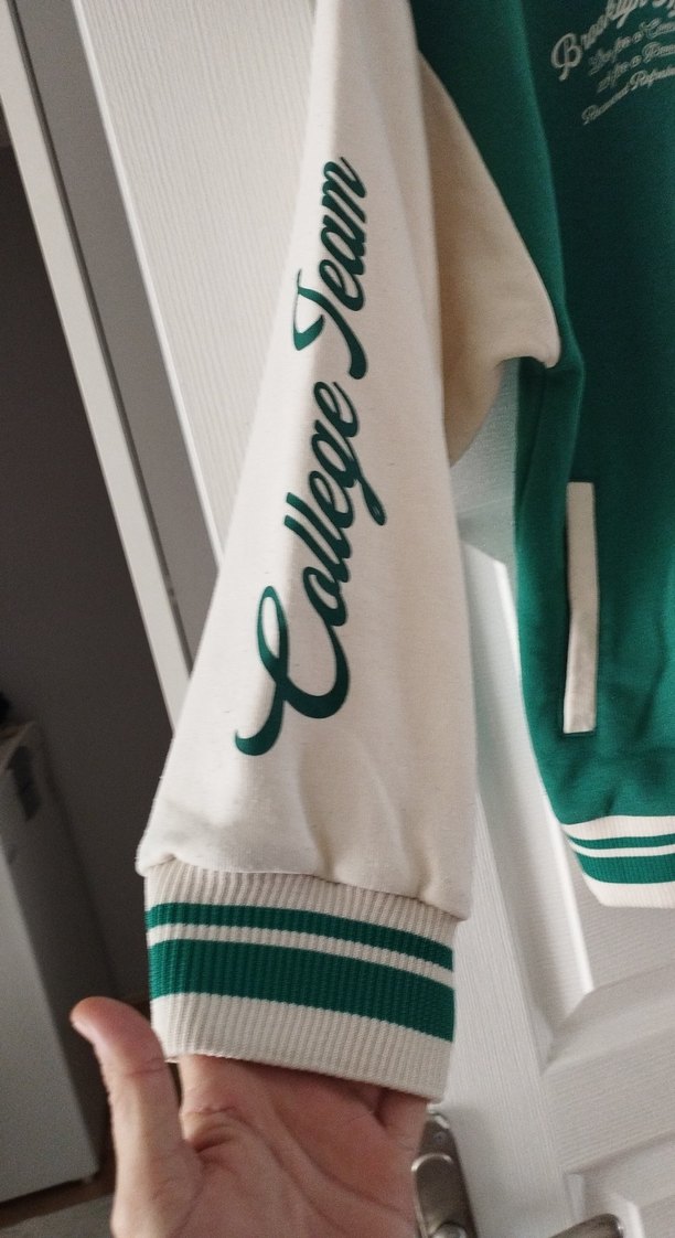 Düğmeli Yeşil Kadın Bomber Ceket - Görsel 4