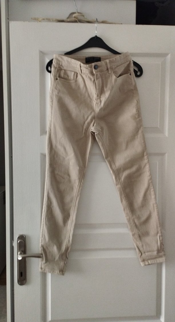 Bej rengı Midi Kadın Jean Pantolon - Görsel 2