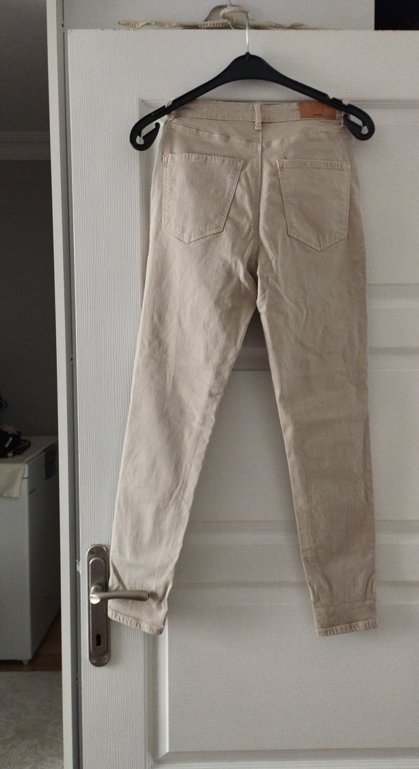 Bej rengı Midi Kadın Jean Pantolon - Görsel 5