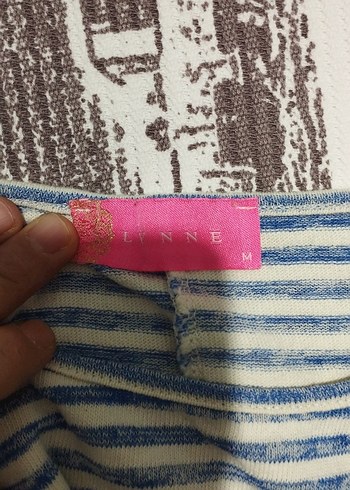 Mavi Çizgili yarım Kollu  Kadın Bluz - Görsel 8