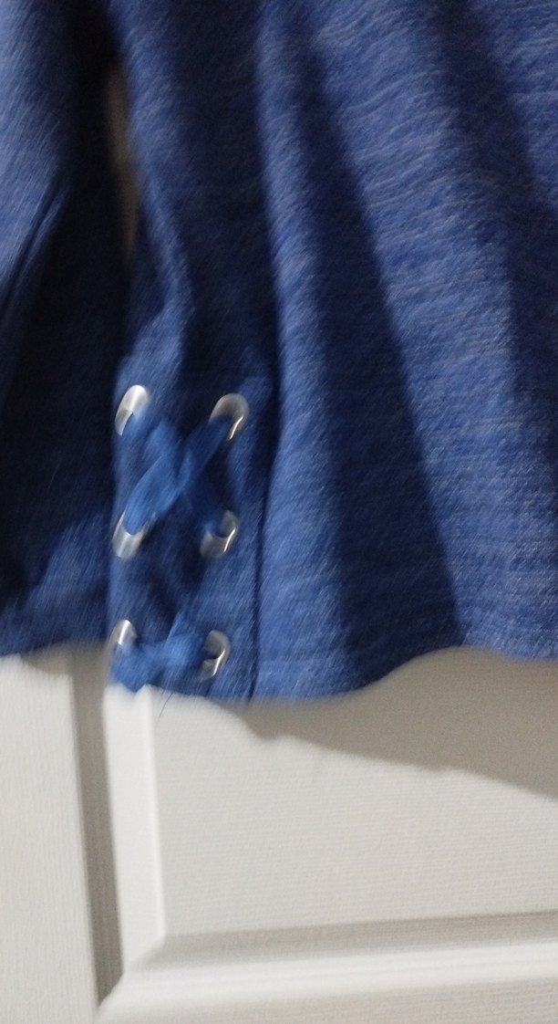 Düğmeli Mavi Uzun Kollu Kadın Denim Kazak - Görsel 2