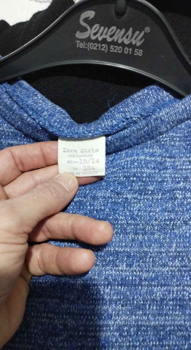 Düğmeli Mavi Uzun Kollu Kadın Denim Kazak - Görsel 5