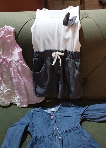 Nakışlı Mavi Kız Denim Elbise - Görsel 3