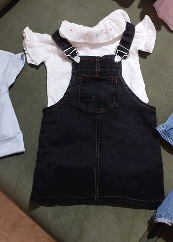 Nakışlı Mavi Kız Denim Elbise - Görsel 12