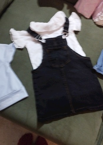 Nakışlı Mavi Kız Denim Elbise - Görsel 6