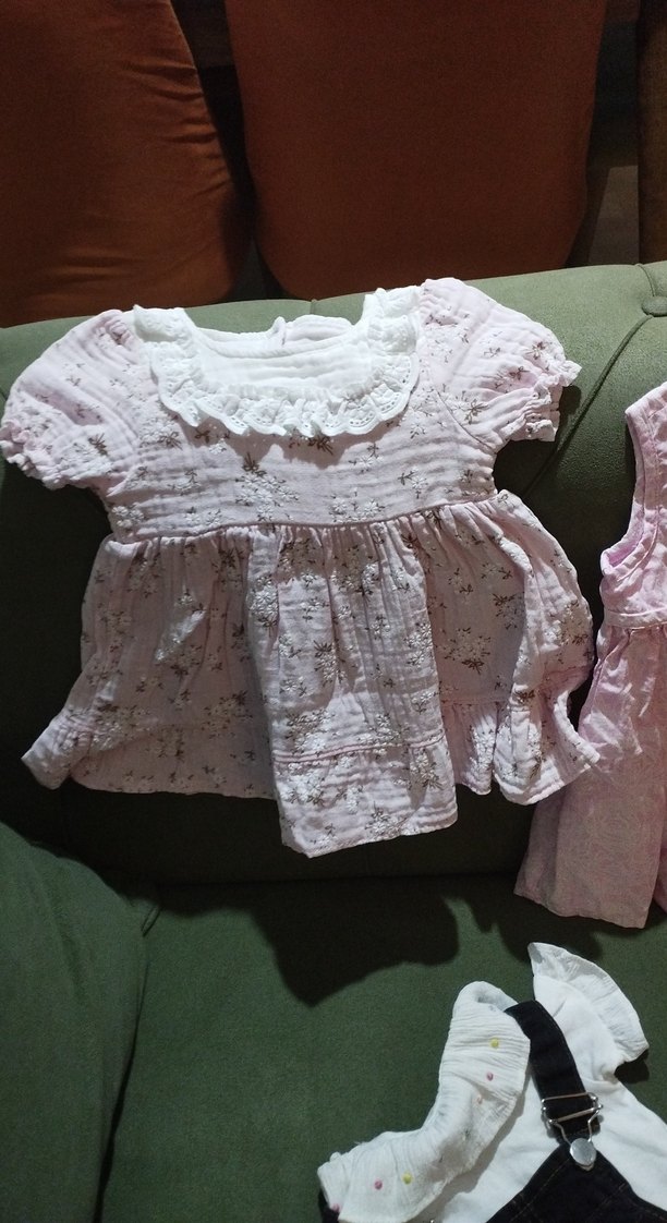 Nakışlı Mavi Kız Denim Elbise - Görsel 5