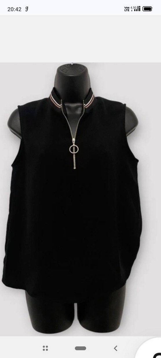 Siyah Fermuarlı Mini Kolsuz Yelek - Görsel 2