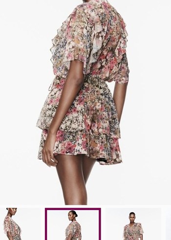 Pembe Bohem V Yaka Mini Elbise - Görsel 2